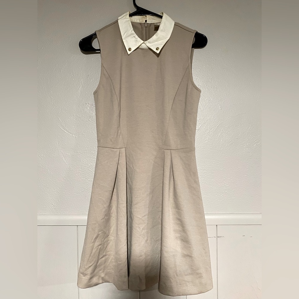 Forever 21 Tan Sleeveless A-line Dress w/ Collar